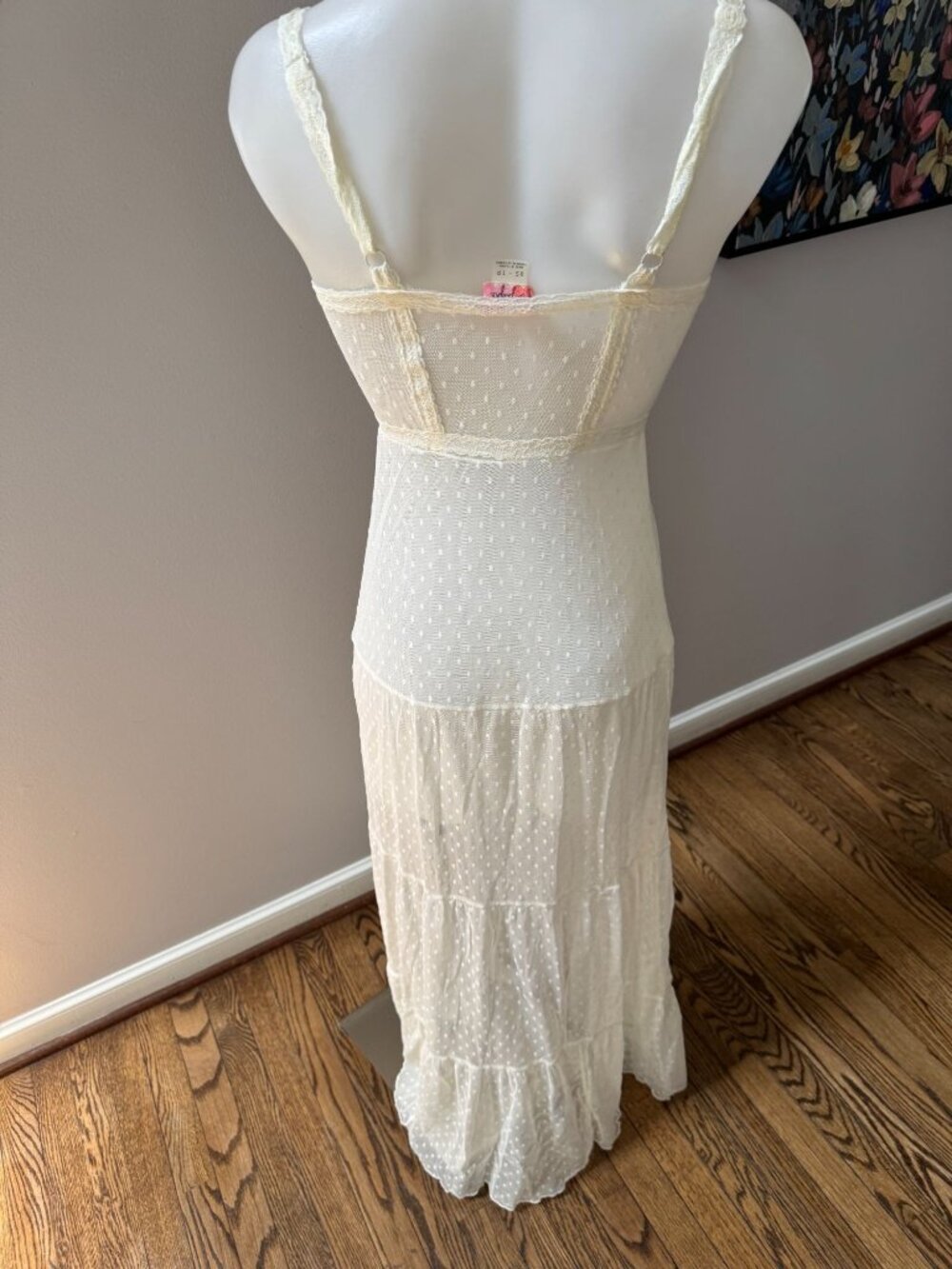 Free People Mesh Lace Dot White Maxi Dress Sheer Size XS - Picture 2 of 2